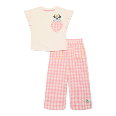 Minnie Mouse Toddler Girls Ruffle Graphic Tee and Pants Set, 2-Piece